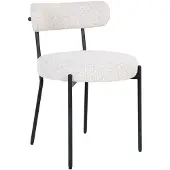 House Nordic Eetkamerstoel Badalona - Wit Bouclé - Zithoogte 50cm - Set van 2