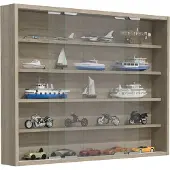 VCM AgisaL glazen vitrines wandmontage 2 schuifdeuren eik decor.