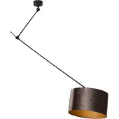 QAZQA Hanglamp zwart met velvet kap bruin 35cm - Blitz