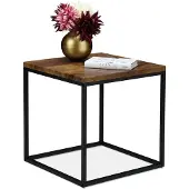 Relaxdays salontafel - klein - 45x45 cm - industrieel - woon- en slaapkamer - staal - houtlook
