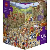 Heye Puzzle Bunny Battles - Legpuzzel 1000 stukjes - Kleurrijke afbeelding konijnen gevecht