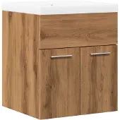 vidaXL 2-delige Badkamermeubelset bewerkt hout artisanaal eikenkleur