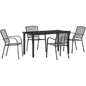 vidaXL Tuin Eettafel Set 5 st Antraciet Gepoedercoat staal