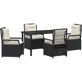 vidaXL Tuin Eettafel Set 5 st Zwart poly rattan