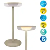 Näve LED terraslamp Pasi beige hoogte 26 cm metal touch Pasi, dimbaar, crème / amber, Woon-/ Eetkamer, metaal, Modern