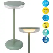 Näve LED terraslamp Pasi, mint Hoogte 26 cm Metal Touch dimbaar, groen, Woon-/ Eetkamer, metaal, Modern