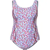 Ulla Popken Badpak lichtblauw / pink / grenadine / wit