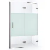 Maxaro Diamond Douchedeur | 120 cm Rvs Helder met matte strook Draaideur