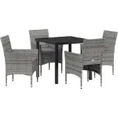 vidaXL Tuin Eettafel Set 5 st Grijs poly rattan