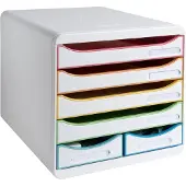 Exacompta BIG BOX MAXI Black Office Wit/Harlekijn, 6 open laden (4 grote/2 kleine) A4/A4+, stil, 25 jaar