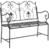 vidaXL Tuinbank 2 -Seater 104 x 54 x 93 cm Staal Zwart