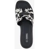 Nova dames slippers met koeienprint - Zwart - Maat 38
