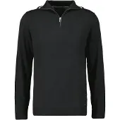 Ragman Modern Fit Half-Zip Sweater zwart, Effen
