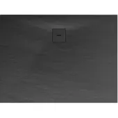 Schulte douchebak 75x100x4 cm Mineraalmarmer steen-optiek, composiet Antraciet, inclusief afvoergarnituur, EP216710-57