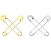 Charme Bijoux 2 Paar Oorbellen-Veiligheidsspelden-Goudkleurig-Zilverkleur -