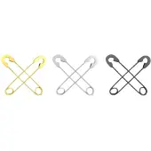 Charme Bijoux 3 Paar Oorbellen-Veiligheidspeld-Zwart-Goudkleurig-Zilverkleur -