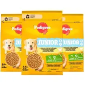 Pedigree 3x Hondenvoer Hondenbrokken Junior Kip 2,6 kg