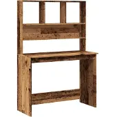 vidaXL Bureau met schappen 102x45x148 cm bewerkt hout oud houtkleurig