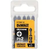 DeWalt Schroefbits - Extreme Impact Torsion - Phillips Ph2 Impact - 57mm - 5 Stuks
