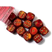 Chessex Dice Set - Scarab 16mm - Red-Gold D6 (12 Stuks)