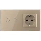 Livolo | Goud | 2+SR | Aan/Uit | Wisselschakelaar tweevoudig met