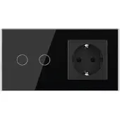 Livolo | Zwart | 2+SR | Aan/Uit | Schakelaar met wandcontactdoos -