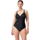 Speedo Shaping Cross Knot 1 Piece Dames Sportbadpak - Corrigerend Badpak Dames - Zwempak Dames met Uitneembare Cups - Sportbadpak Dames met Hartvormige Halslijn en Verstelbare Bandjes - Zwart - 38