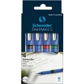 Schneider rollerball - One Hybrid C - conus punt - lijnbreedte 0,5mm - 4 stuks assorti kleuren - S-183294