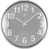 Lowell Justaminute 00816, Muurklok, Cirkel, Chroom, Grijs, Kunststof, 35,5 cm