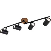Briloner Wood & Style 2920 plafondspot, 4-lamps 2920, dimbaar, zwart, Woon-/ Eetkamer, metaal, Modern, buitenspot
