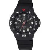 Q&Q VR18J001Y - Horloge - Sport - Analoog - Heren - Mannen - Plastic band - Rond - Cijfers - Kunststof - Zwart - Crème
