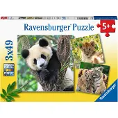 Ravensburger puzzel Panda, tijger en leeuw - Legpuzzel - 3x49 stukjes