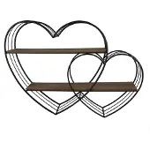 Clayre & Eef Wandrek harten 93x15x65 cm bruin ijzer hout muurrek