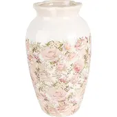Clayre & Eef Vaas Ø 21x37 cm roze keramiek rozen