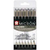 Sakura Pigma Micron Fineliner 6-set + 1 Brush Pen