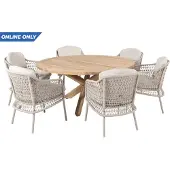 4 Seasons Outdoor Prado Tafel Teak met 6 Puccini Stoelen