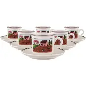 Villeroy & Boch Kaffeetassen mit Untertassen Design Naif 200 ml Set van 6