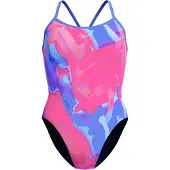 Speedo Placement Digital Turnback Swimsuit Blauw,Roze UK 38 Vrouw