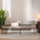 Livin24 Scandinavische eetkamerbank Espen taupe gerecyclede stof 190 cm