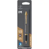 Parker IM-balpen | grijze lak met gouden details | medium punt | Blauwe inkt