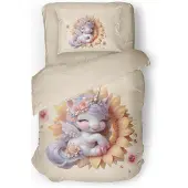 Eleganzzz Kinder Dekbedovertrek Micropercal Sweet Sunflower - soft yellow 140x200/220cm