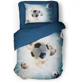 Eleganzzz Kinder Dekbedovertrek Micropercal Champions Dream - blue 140x200/220cm