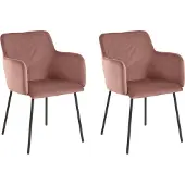 Notio Living Jolie-Eetkamerstoel - Set van 2 - Roze Fluweel