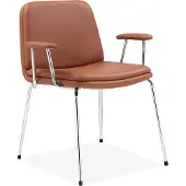 DOMUS Heine-Fauteuil in Cognac PU / Chroom, 2 Pak