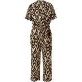 Comma Jumpsuit lichtbeige / karamel / zwart