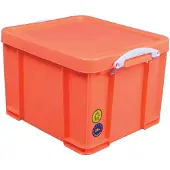 Really Useful Box opbergdoos 35 liter | neonoranje met witte handvaten