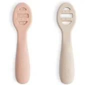 Mushie Lepels Eerste Voeding Siliconen Blush/Shifting Sand 2st