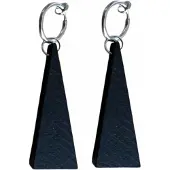 Charme Bijoux Klem Oorbellen- Saheli-Hout- Zwart-Zilverkleur-geen gaatje-