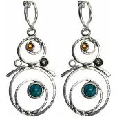Charme Bijoux Klem oorbellen- cirkels -turquoise-oranje -steentje-geen gaatje-