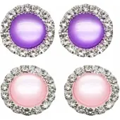 Charme Bijoux 2 Paar-Clip oorbellen-1.5 cm-Kunststof-Paars-Licht roze